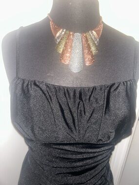 Katia Rae like new Black Ruched Slip Dress with Spaghetti Straps size L